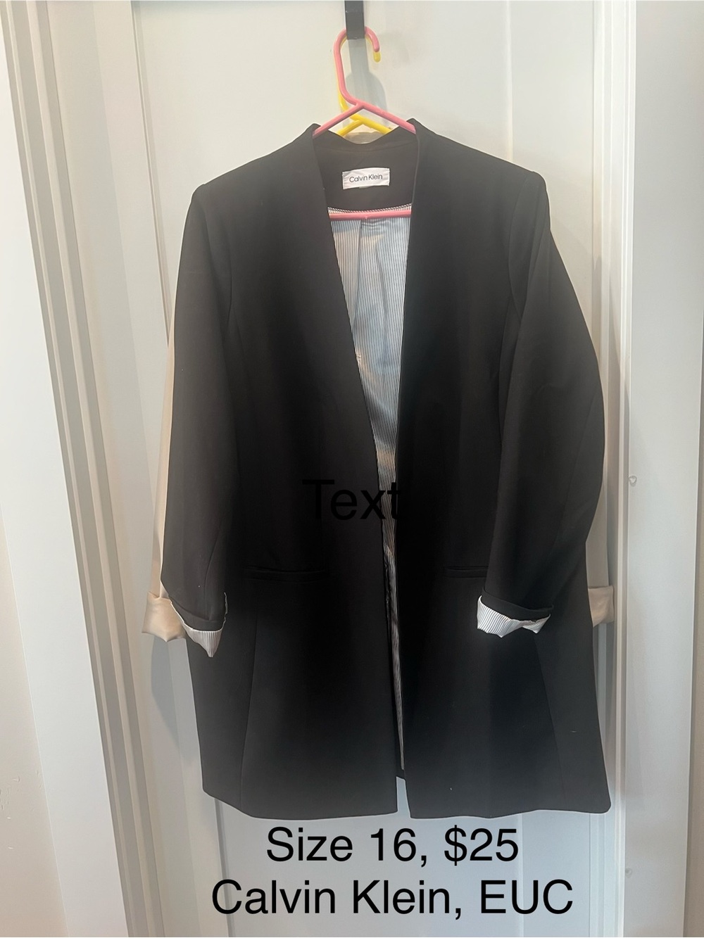 Calvin Klein Black Open-Front Women's Blazer Jacket